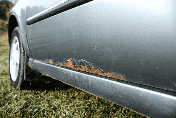 Surface rust eating away at the metal